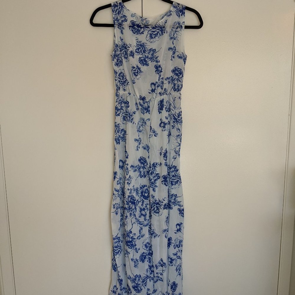 Blue and white maxi cover up sun dress